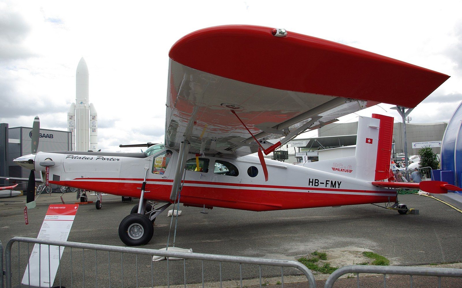 A Pilatus PC-6 Turbo Porter on the static line at Le Bourget.